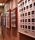 Hallway decorated with framed medals