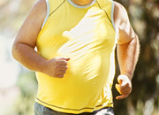 chest of a large man, running