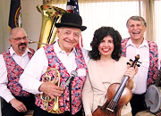 Violist doctor poses with a band