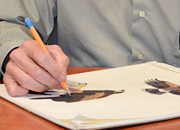 A hand drawing an animal