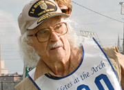 Elderly man wearing a competition jersey