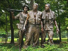 A statue of three soldiers located at the Vietnam Veterans Memorial in Washington D.C.
