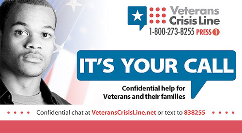 Veterans Crisis Line graphic and contact information