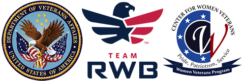 VA Seal; Team RWB Logo; Center for Women Veterans Logo