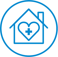 icon home heart and medical cross