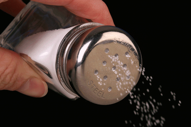 salt shaker with flashing red warning symbol 