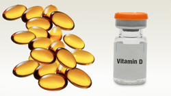 vitamin D in capsules and in as a liquid in a vial