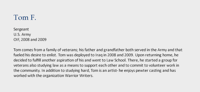 Tom F., Sergeant, U.S. Army, OIF, 2008 and 2009
