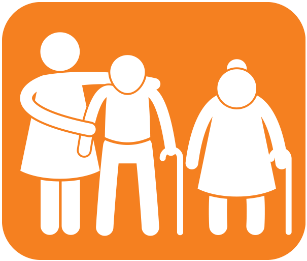Icon of a social worker with elderly couple