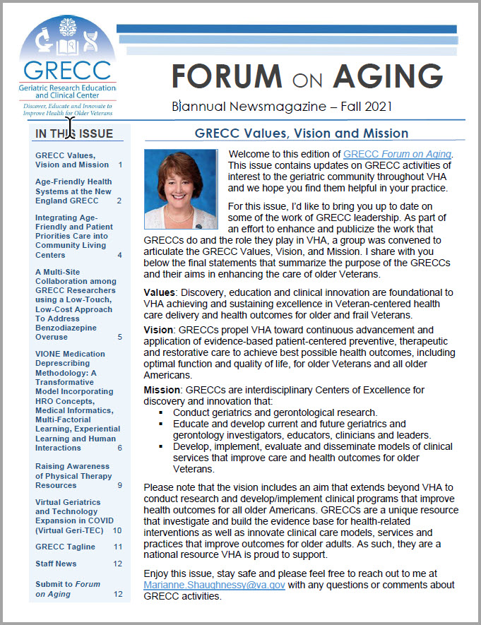GRECC Forum on Aging Newsmagazine Fall 2021
