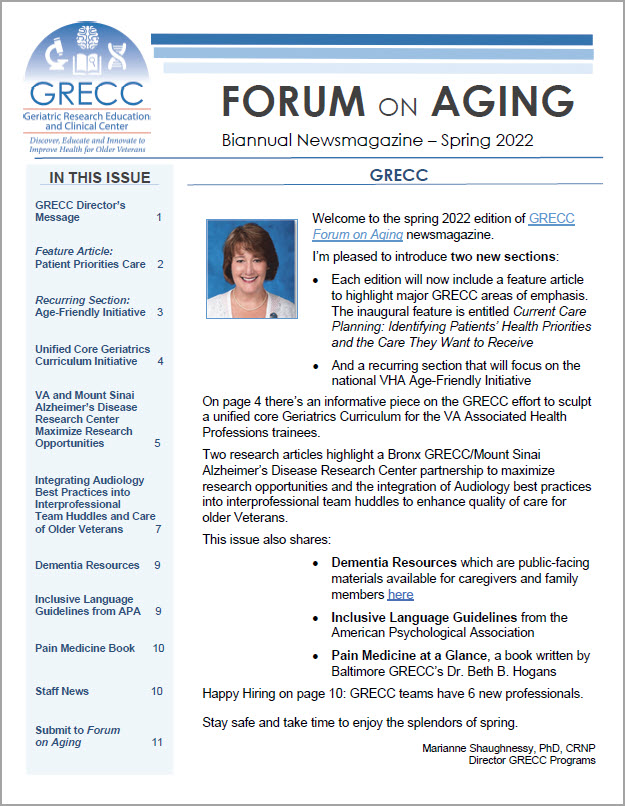 GRECC Forum on Aging Newsmagazine Spring 2022