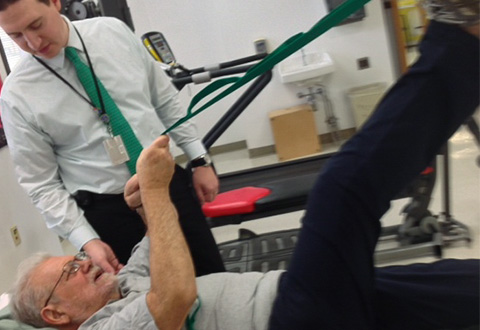 Veteran participating in physical therapy