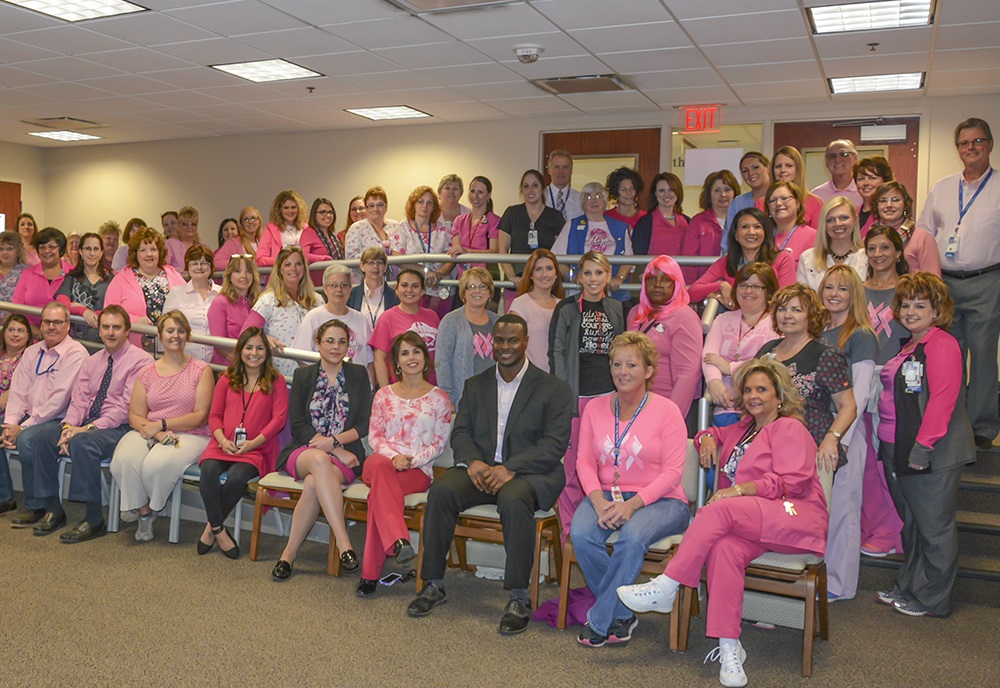 Staff at the Louis A. Johnson VA Medical Center participate in a PINK OUT every Monday in October to promote breast cancer awareness.