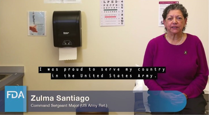 FDA OHE Inclusion of Veterans in Clinical Trials Image Zulma Santiago, Command Sergeant Major (US Army Ret.)