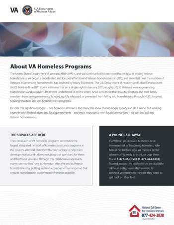 About VA Homeless Programs Fact Sheet