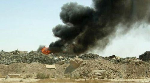 Burn pit at the air base in Balad, Iraq