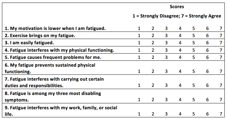questions for fatige severity scale