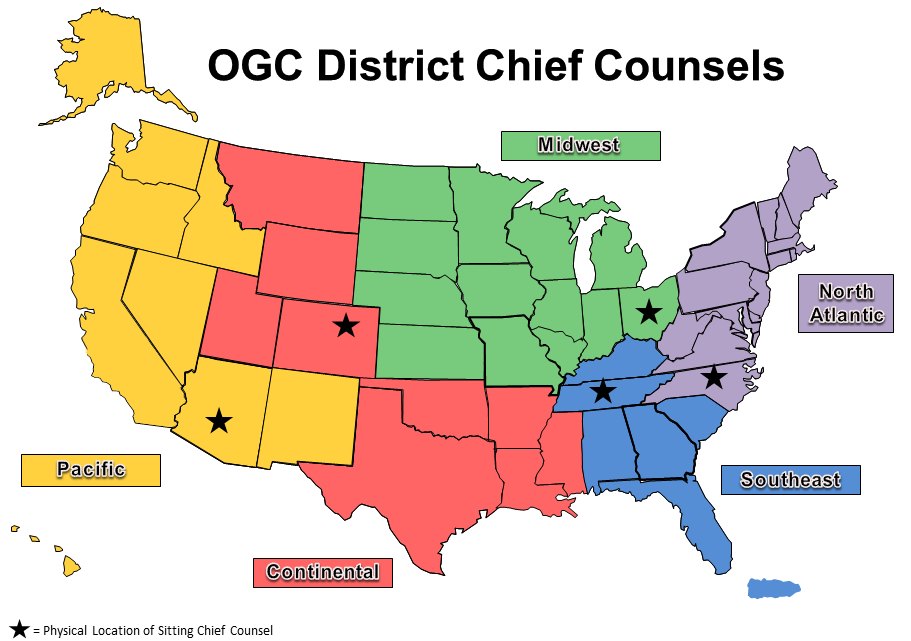 US Map showing OGC Districts