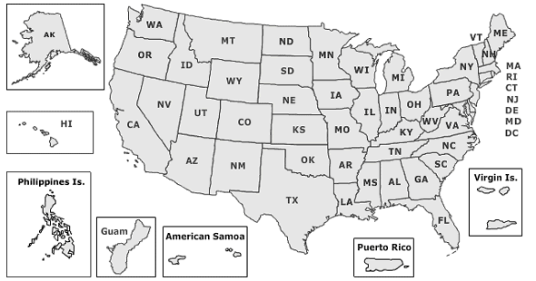 USA Map for Veterans Affairs