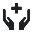 icon of hands supporting health care cross