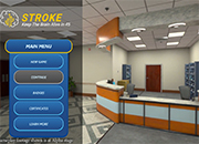 Main menu screen for the STROKE -Keep the Brain Alive game-based learning module.