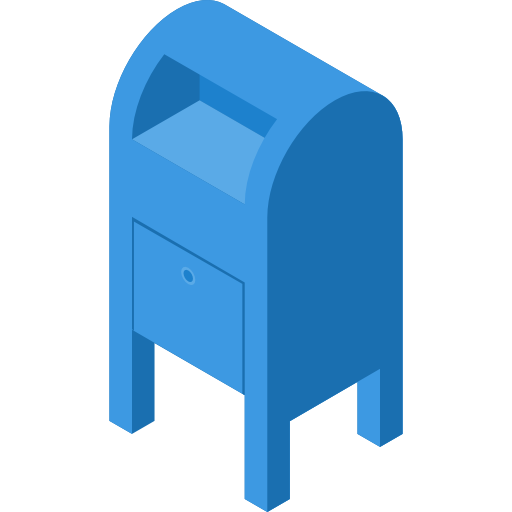 This graphic is an image of a blue mailbox.