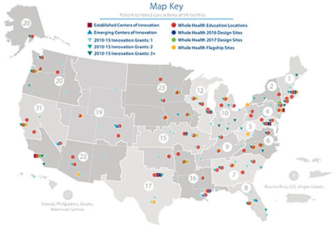 Map of the 2018 Flagship Facilities and Design Sites.