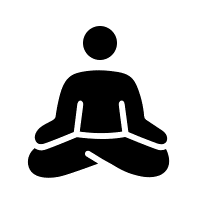An icon of a person in a seated yoga pose.