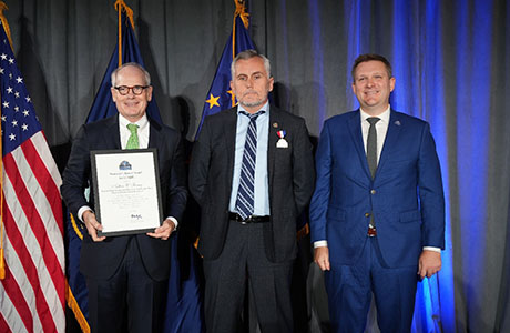 Pictured (left to right): Kurt DelBene, Assistant Secretary for Information and Technology and CIO, Nathan Tierney, Deputy Chief Information Officer and Chief People Officer, and John Boerstler, Chief Veterans Experience Officer.
