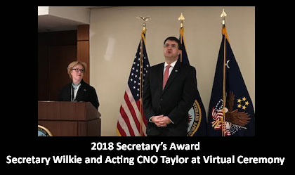 Secretary Wilke with Acting Chief Nursing Officer Taylor at virtual award ceremony