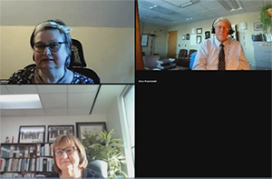 screenshot of virtual presentation with Sheila Sullivan, Kathy Chapman and David Przestrzelski