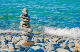 stacked rocks on beach