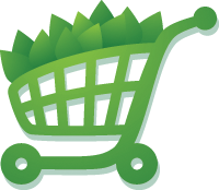 Green shopping cart