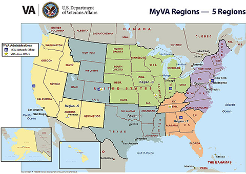 US Map Showing MyVA Regions