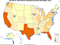 Thumbnail of the Percent of Veteran Population by State and Region map