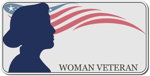 Blank example of a Woman Veteran license plate