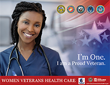Poster (Woman in hospital scrubs) - I'm One. I am a Proud Veteran.