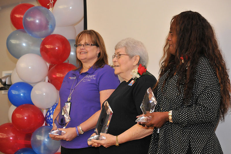 The Resiliency Recipients are, L-R:  Dr. Deleene Menefee, Ms. Arlene Rodriquez Slimmer (Top Award), and Ms. Demetrice Baldwin